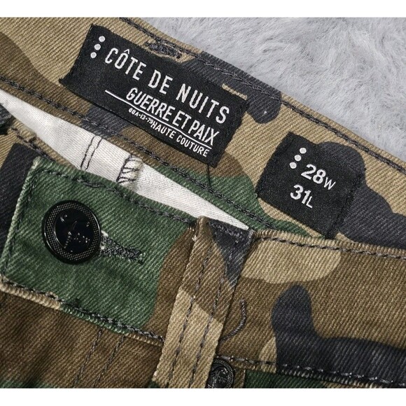 Cote De Nuits Mens 28x30 Camo Jeans Designer Sequin Patches Cargo Haute Couture - Picture 7 of 16